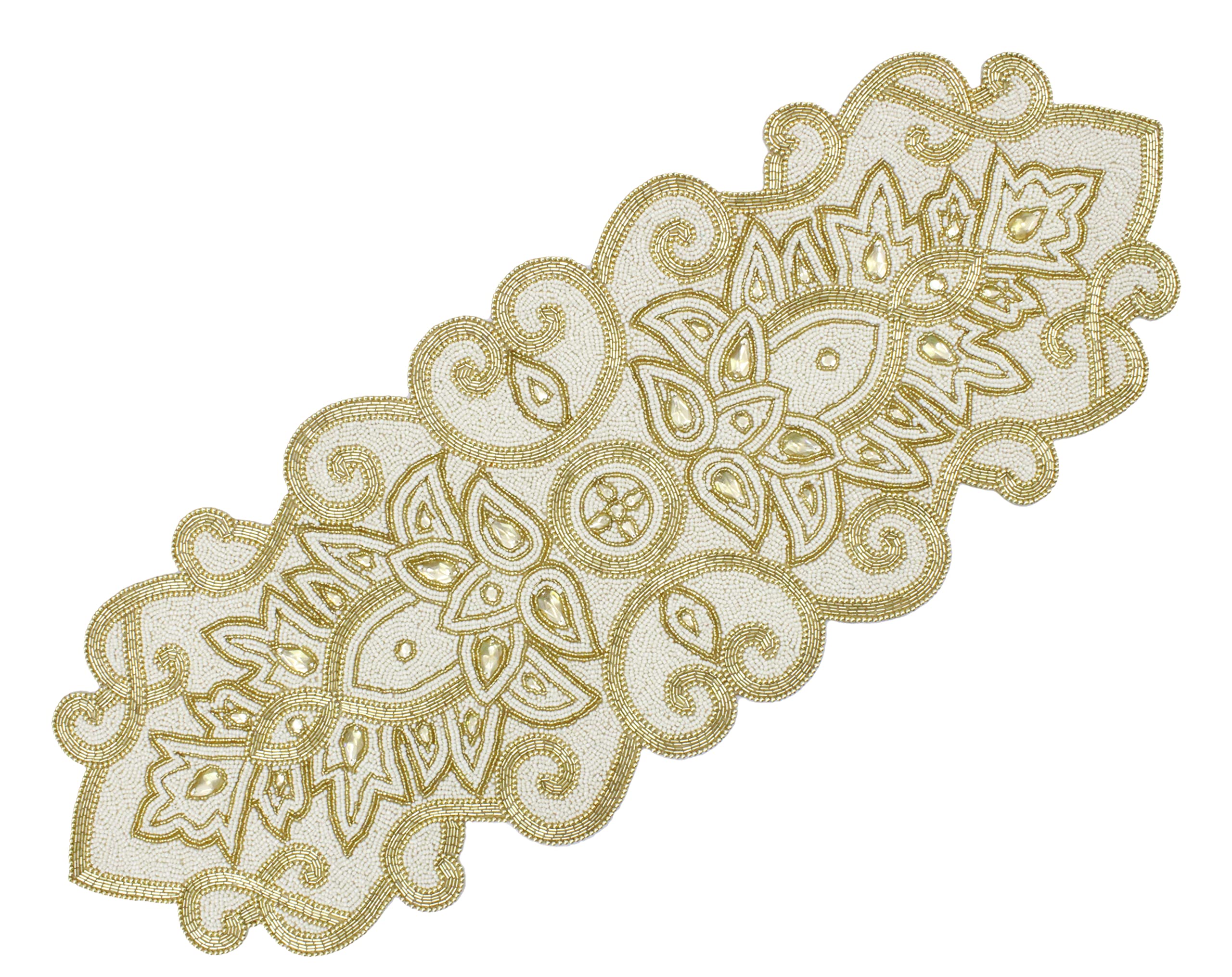 COTTON CRAFT Mila Scroll Beaded Table Runner
