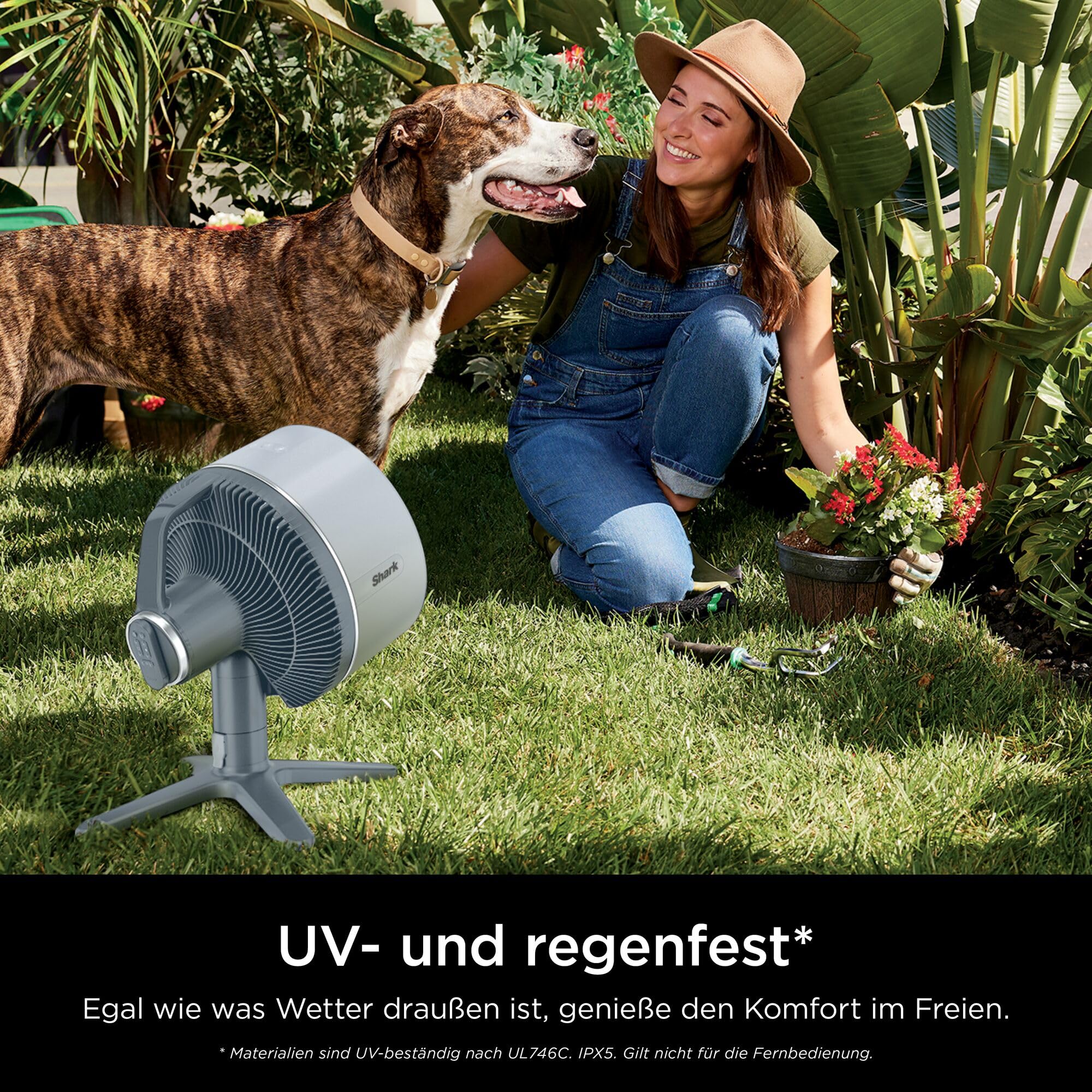 Shark FlexBreeze TableMate Akku-Ventilator, 24h Laufzeit, Hochgeschwindigkeits-Kühlung, 20 m Reichweite, 5 Geschwindigkeiten, Oszillation, Fernbedienung FA150EU