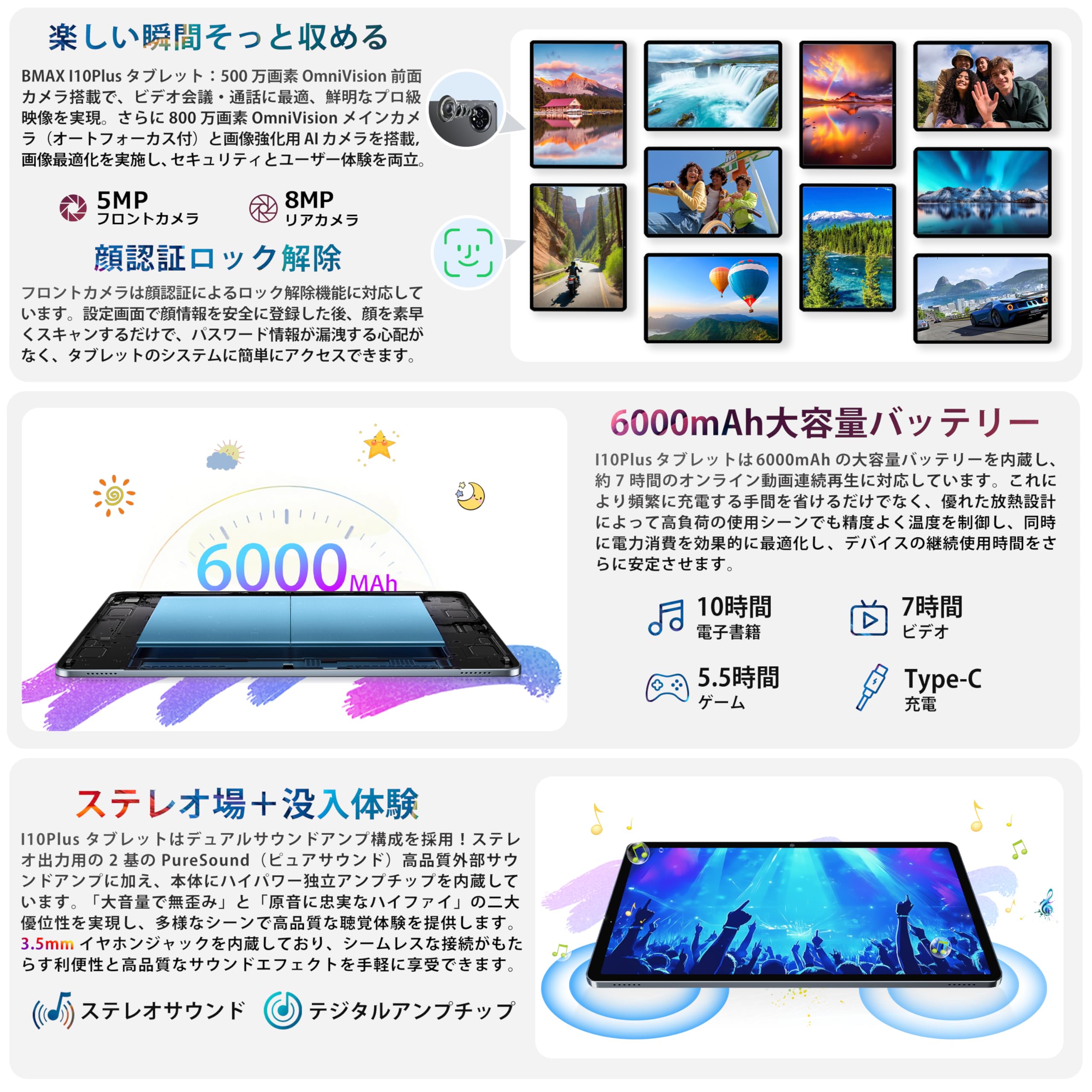 Amazon.co.jp: Bmax I10 plus Android 16 タブレット2026初登場、10