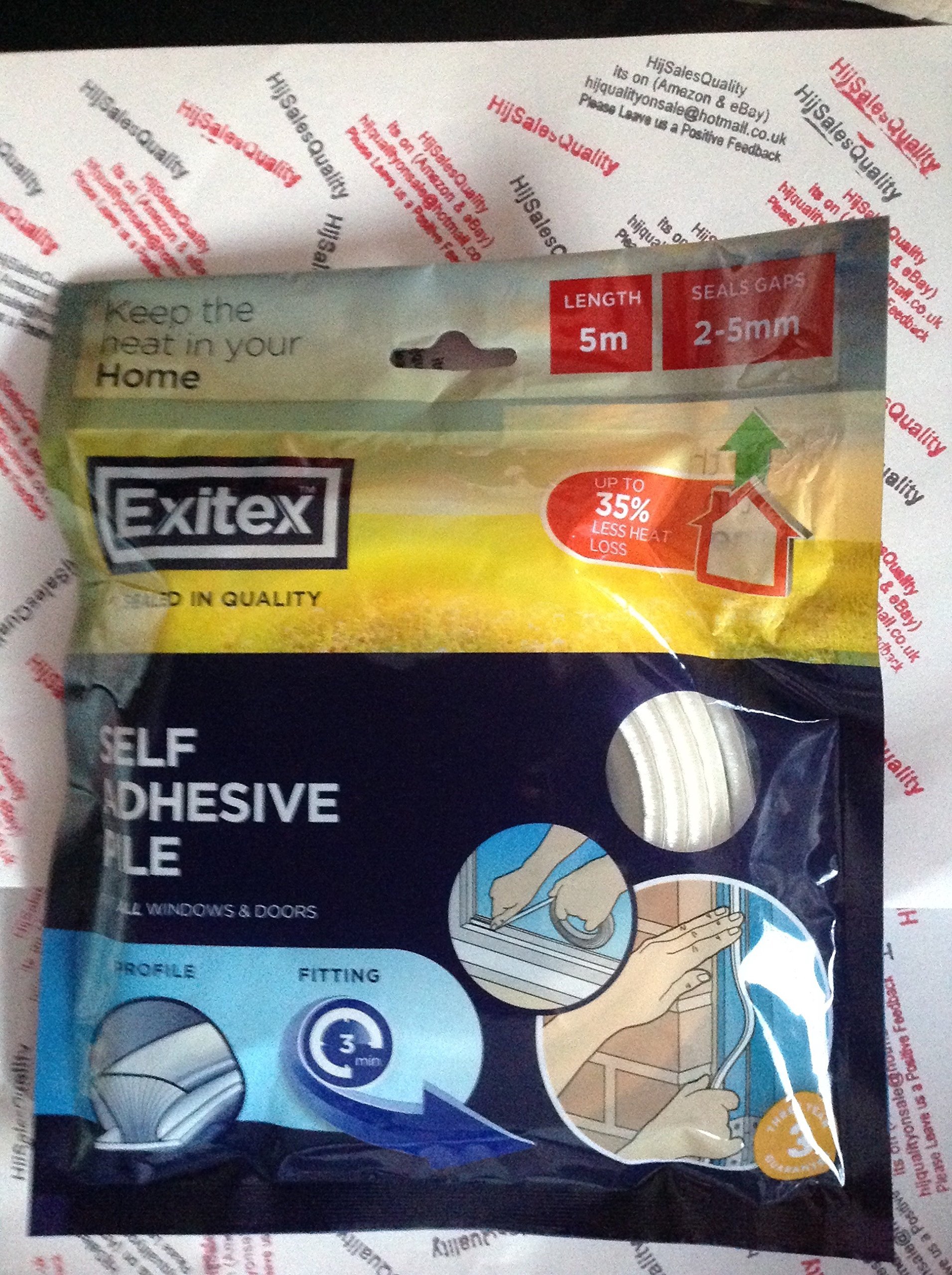 Exitex White Self Adhesive Pile, 5M,