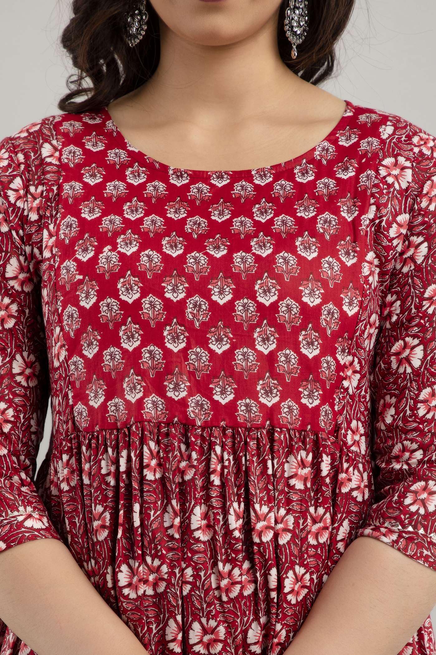 Abito premaman da donna Kurti per gravidanza con abito da allattamento con motivo floreale