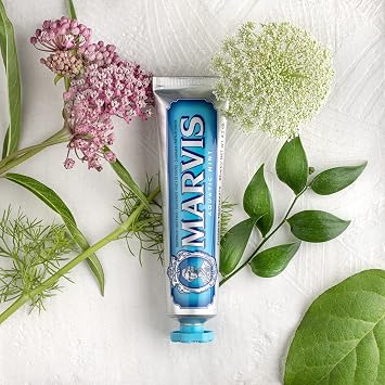 Marvis Aquatic Mint Toothpaste, 85 ml, Sensational Flavoured Toothpaste Helps Remove Plaque & Promote Healthy Gums with Long-Lasting Freshness (Pack of 2)