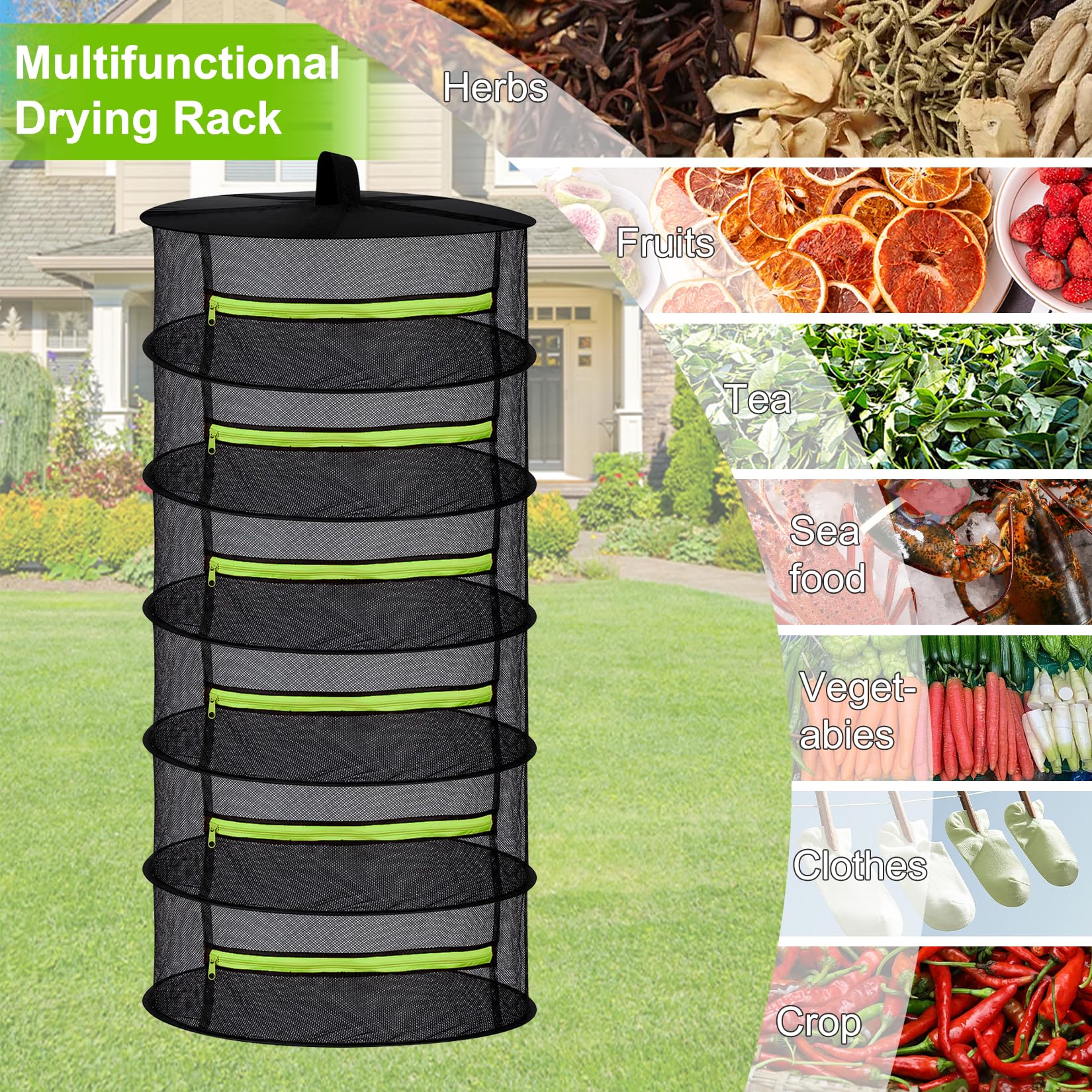 Secador de Hierbas de 6 Capas Con Ganchos en Forma de S - Red de Secado para Plantas, Carne y Flores