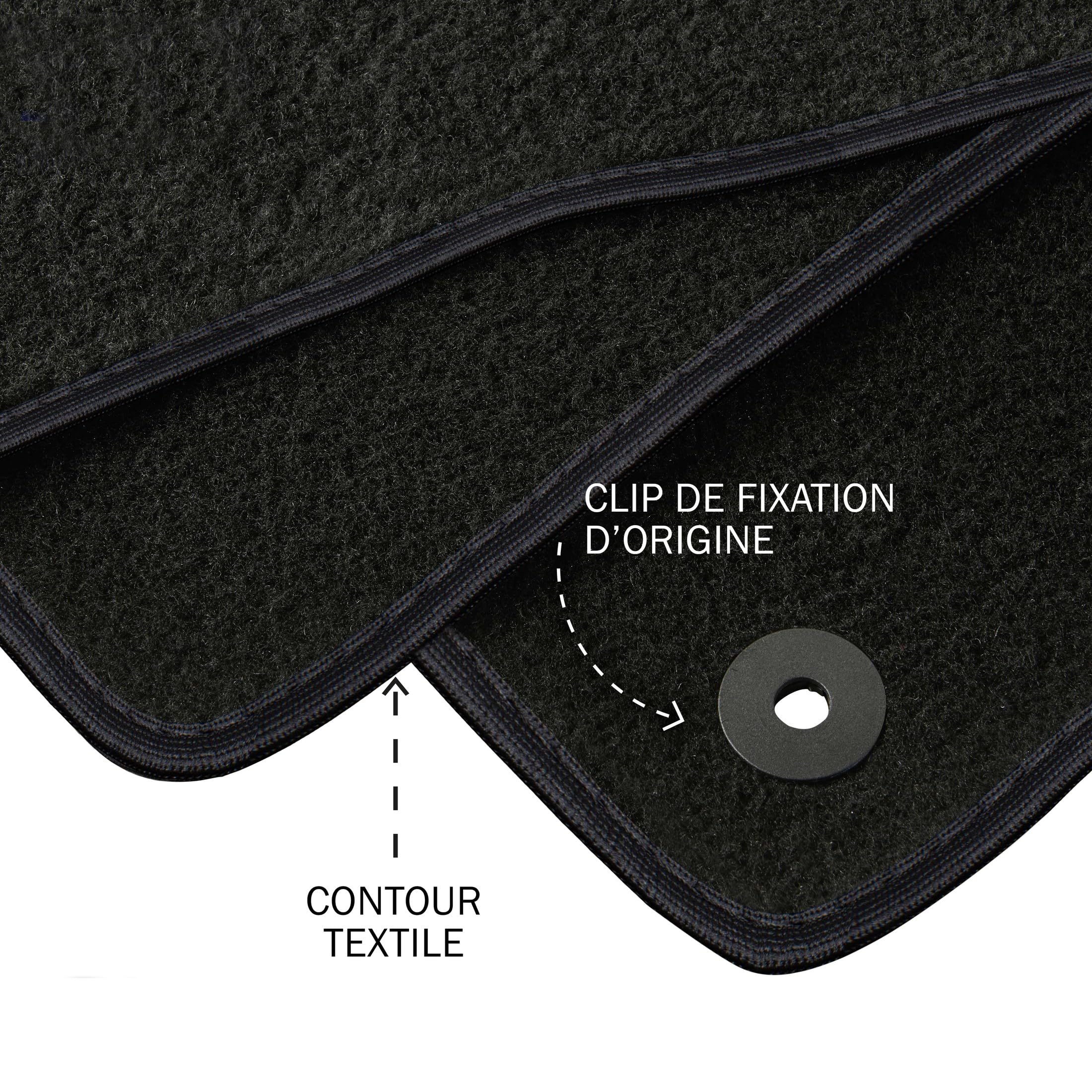 DBS – Tapis de Voiture - sur Mesure pour Renault Scenic 3 et Grand Scenic 3 (04/2009-09/2016) – Antidérapants avec Clips de Fixation – 4 Tapis Auto Avant/arrière – Moquette Noire
