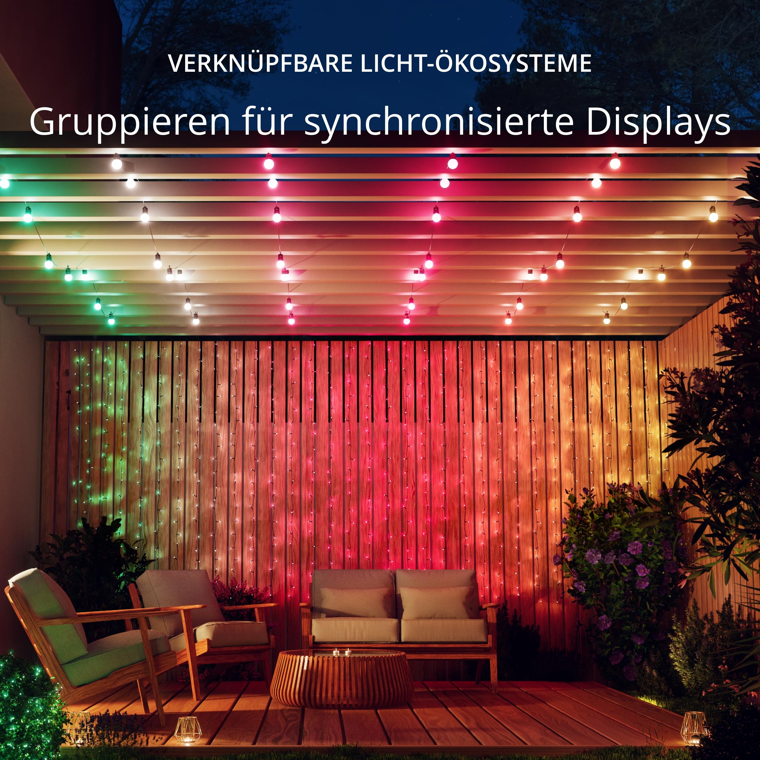 Twinkly Festoon 20 LED RGB, Lichterkette mit 20 LED-Lampen, Mehrfarbige RGB Außen- und Innenbeleuchtung, Kompatibel mit Alexa, Google Home, Gaming-Lichter, IP44, App-Steuerung, Schwarzes Kabel, 10m