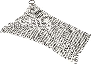 Petromax Cast Iron Pot Scrubber, Stainless Steel Chain Mail Skillet and Pan Cleaner Removes Burnt Residue on Cast or Wrought Iron Cookware, Extra Large 7.9