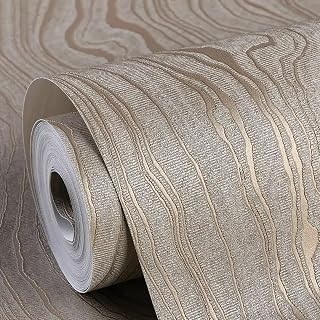 Flarnadox Gold Khaki Wood Stripe Peel and Stick Wallpaper 20.8x118in Removable Self-Adhesive 3D for Bedroom Bathroom Kitchen