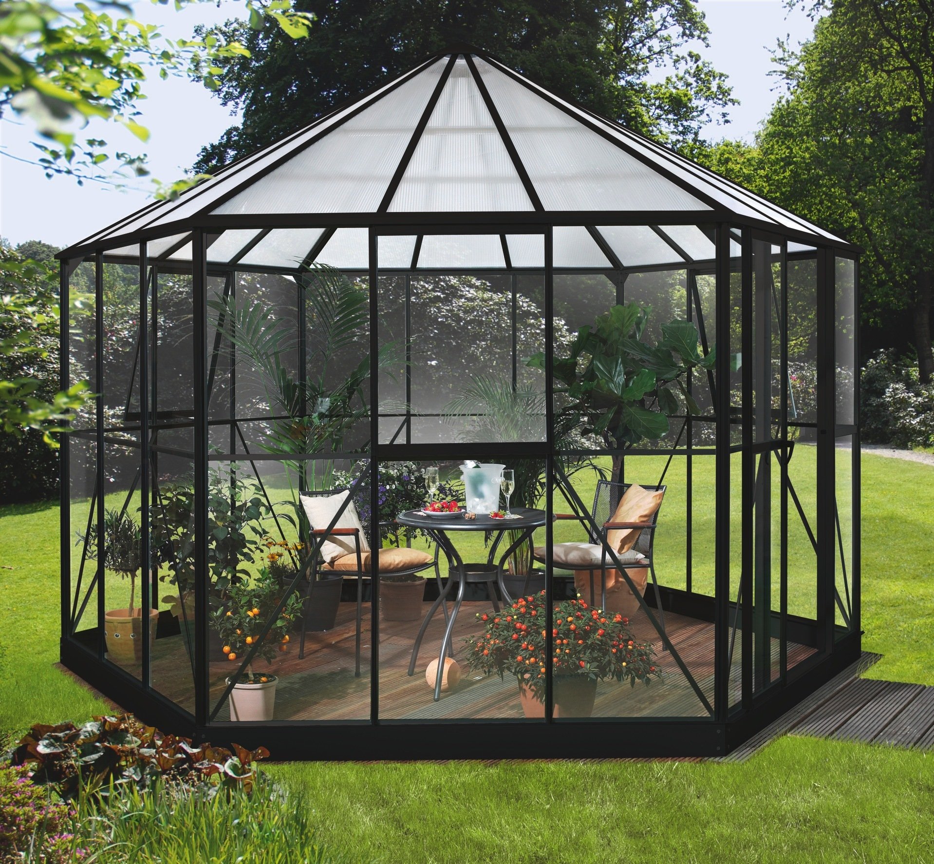 Vitavia Gewächshaus Hera aus Alu/Glas schwarz Hera 9000, ESG/HKP 6 mm