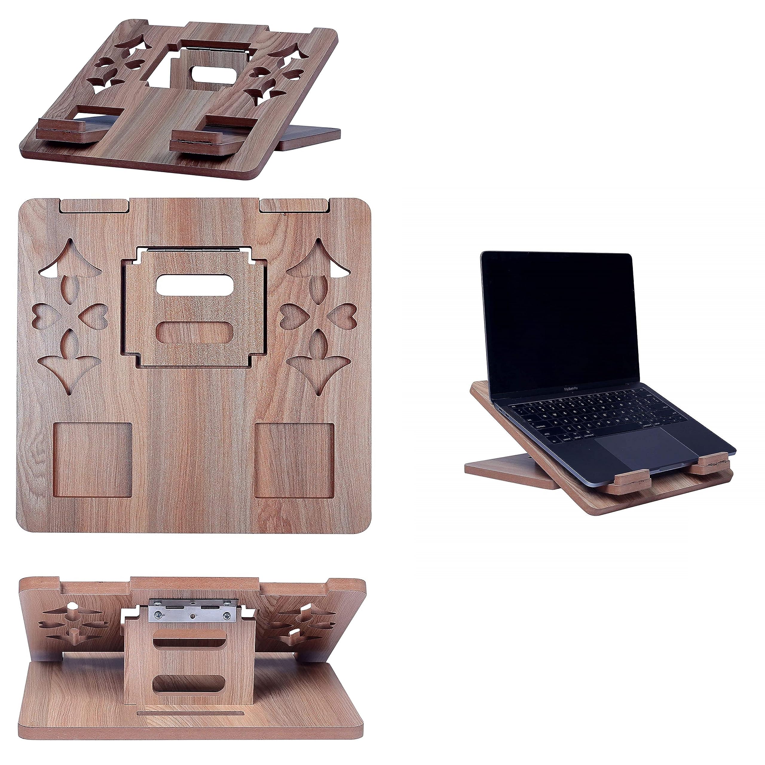 Virth® Wooden Laptop Stand for Desk with Adjustable Height, Foldable Riser for Laptop | Laptop Stand for Desk (Wooden) Compatible Laptop (B0CDKZ11W3) Amazon Price History, Amazon Price Tracker
