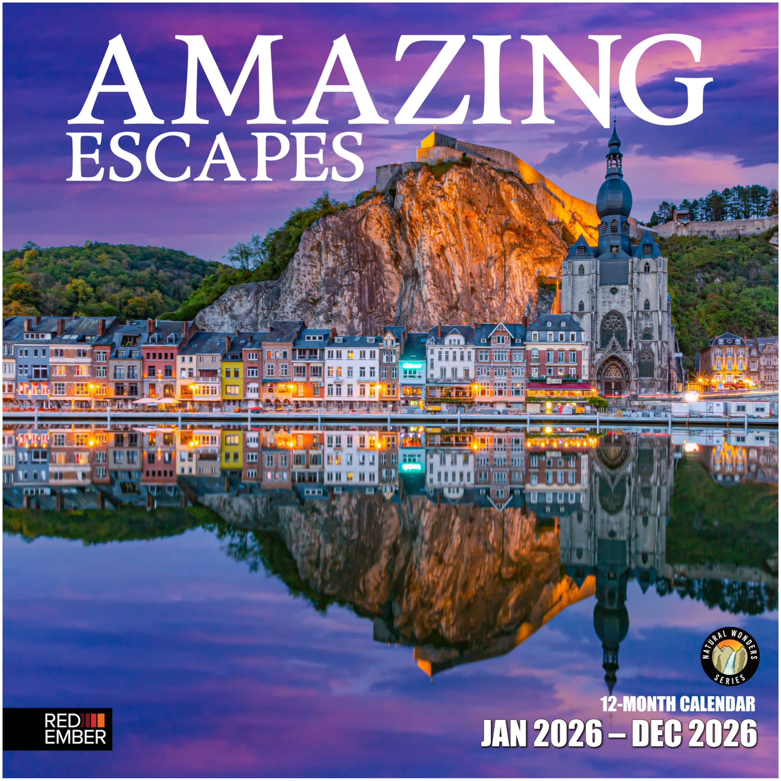 RED EMBER Amazing Escapes 2026 Wall Calendar 12 Month | 12" x 24" Open | Thick & Sturdy Paper | Holiday Gift | Travel Calendar 2026