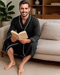 NY Threads Luxurious Robe de nuit pour hommes Kimono Coton Blend Peignoir Vêtements de chambre pour hommes