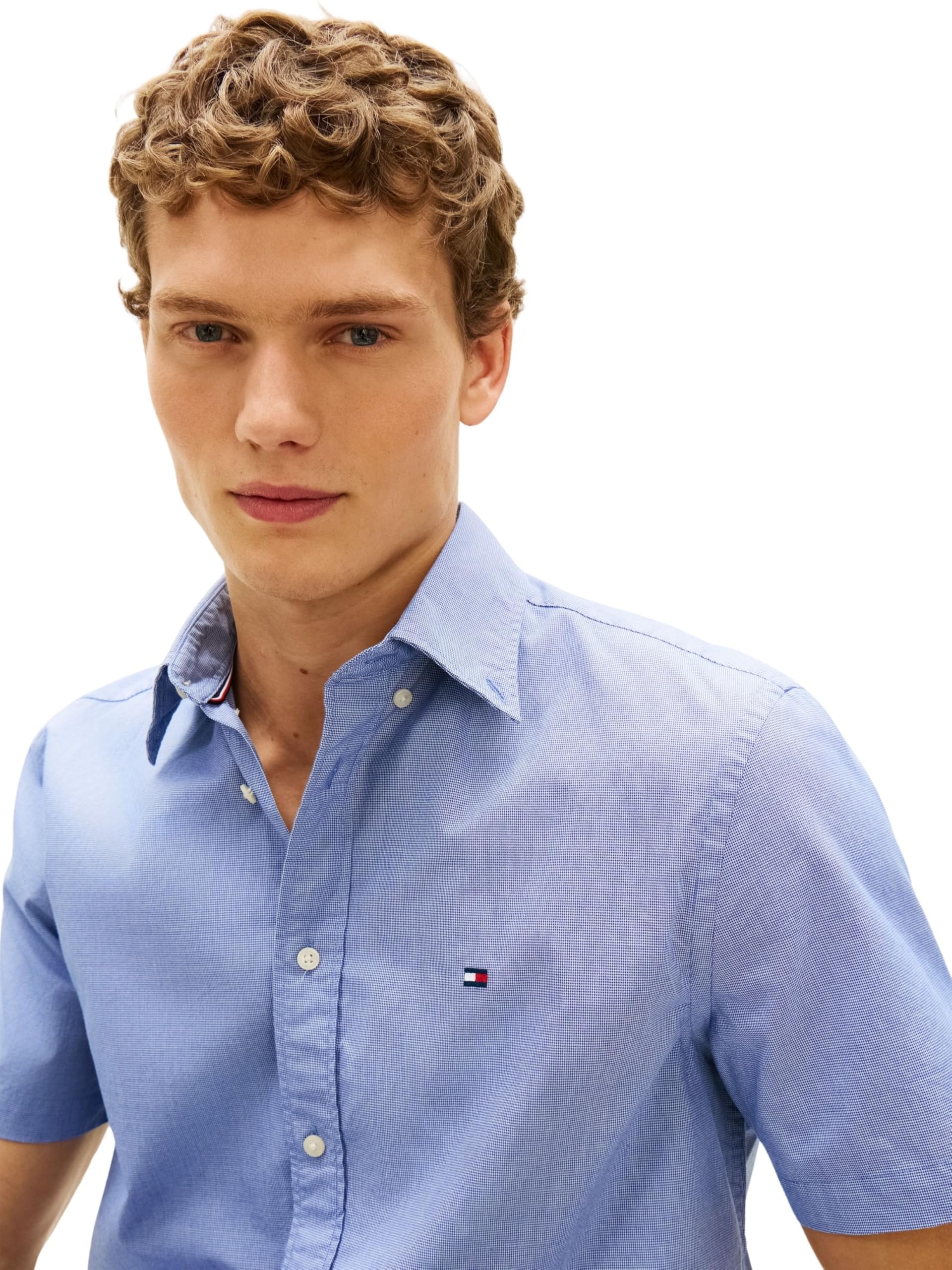 Tommy Hilfiger Herren Flex Poplin Houndstooth Ss Shirt Mw0mw38589 S/S Shirt (1er Pack)