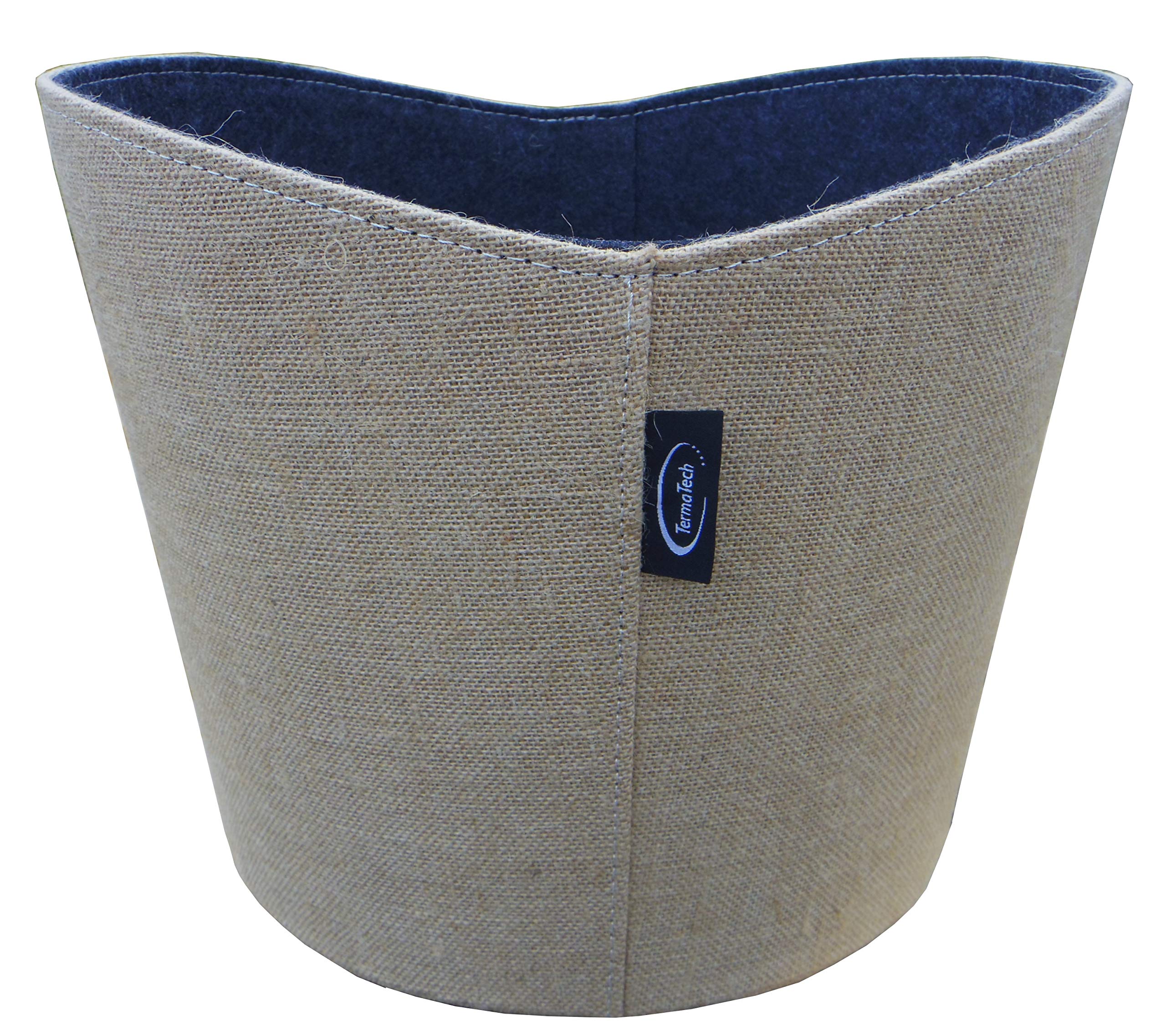 Holzkorb aus Jute beige und Filz grau rund von TermaTech