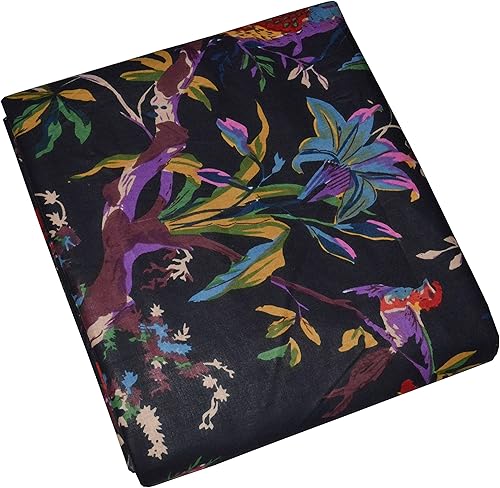 Vedant Designs - Tela con estampado de bloques a mano, 100 % algodón, costura india (negro, 5 yardas)