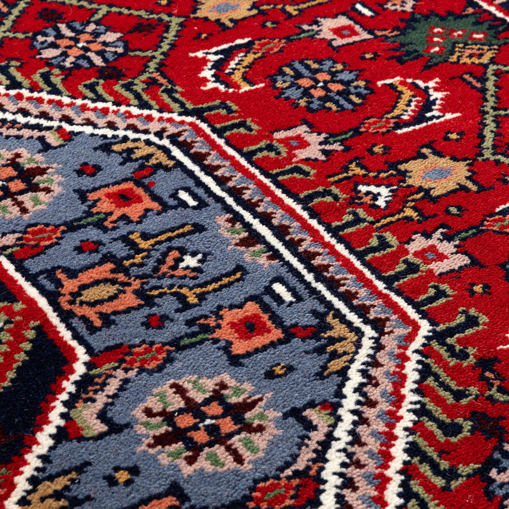 Steffensmeier Orientteppich Bidjar Royal | Orient Wohnzimmerteppich | Schurwolle | handgeknüpft mit Fransen | Rot, Größe: 60x120 cm