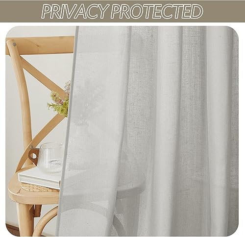 Miniatura 4 de RYB HOME Cortinas traslúcidas de lino de 45 pulgadas de largo, filtrado de luz, privacidad añadida, cortinas cortas para ventanas pequeñas, cortinas