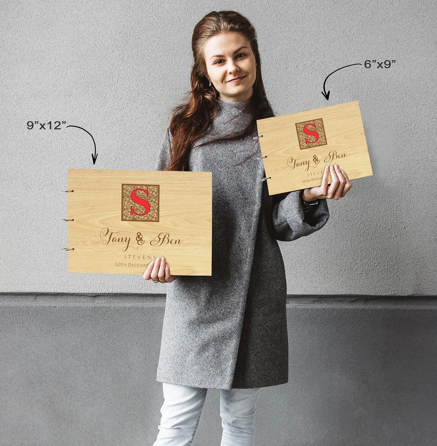 Darling Souvenir Personalized Engraved Laser Cut Wedding Guest Book Wooden Cover Sign-in Book Registry Guestbook Scrapbook-DK