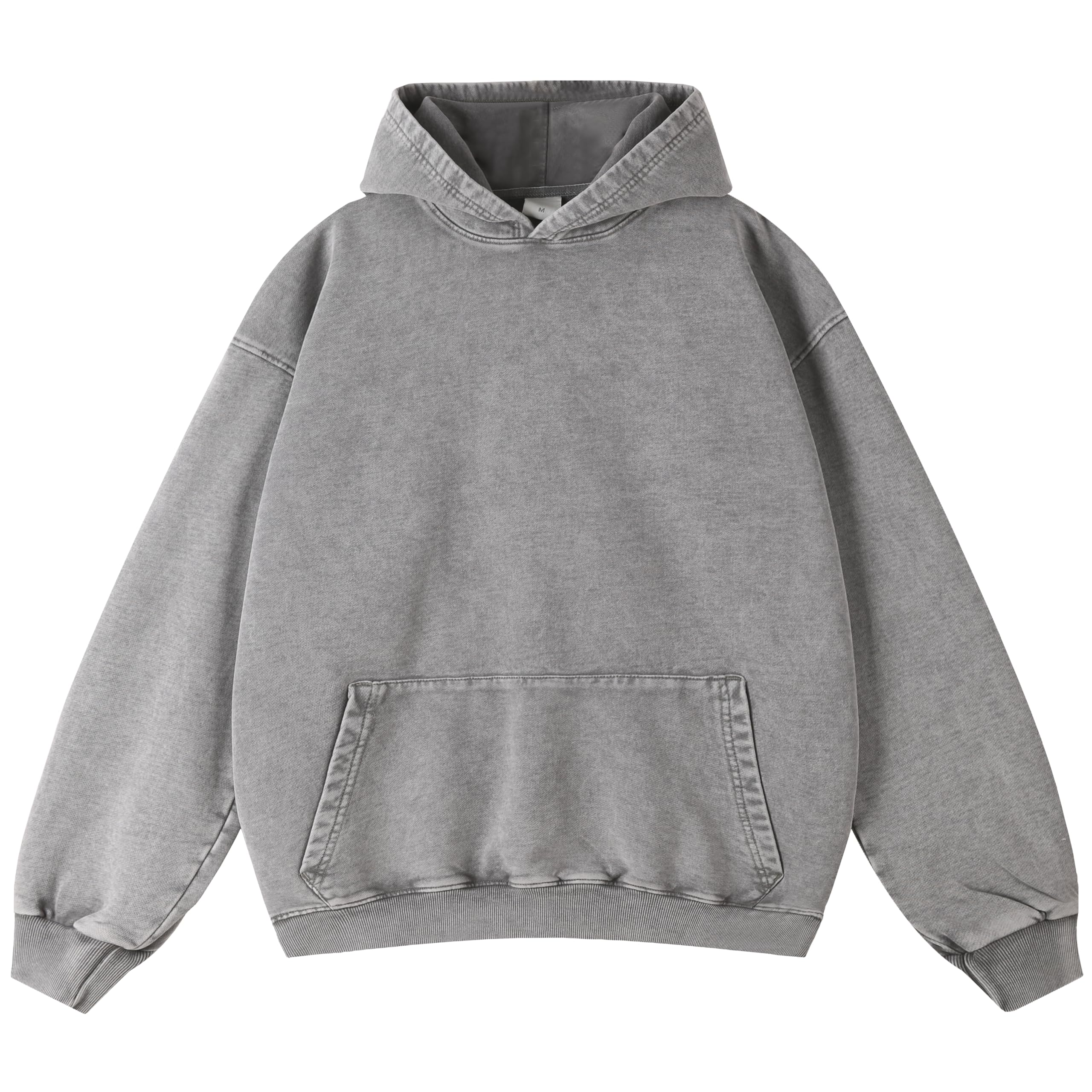 Men Oversized Acid Wash Hoodie Vintage Heavyweight Cotton Top