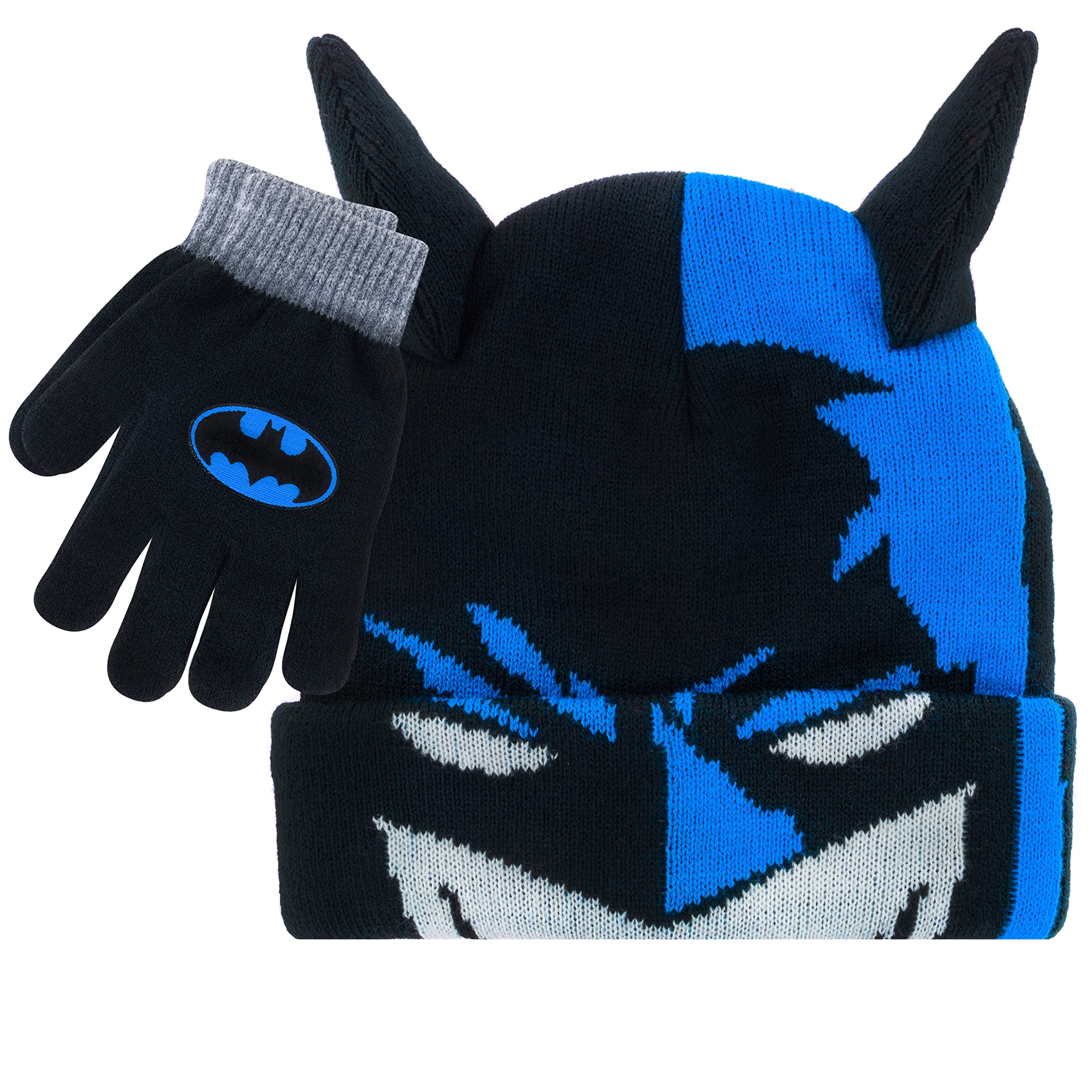 DC ComicsBoys Toddler Winter Hat, Batman Boys Hat and Glove Set, Winter Hat for Boys with Toddler Mittens, Superman Gloves