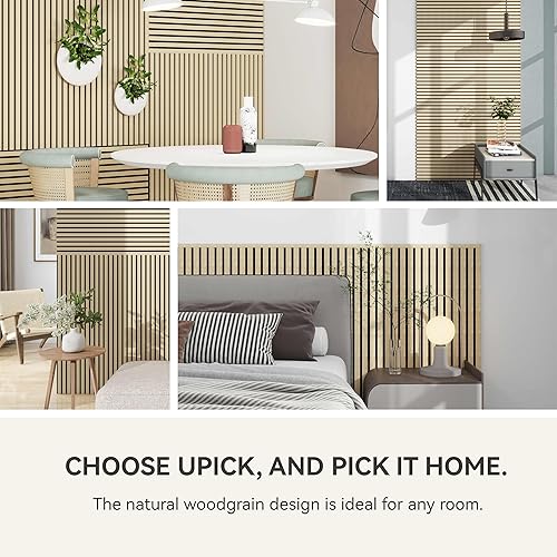 Miniatura 5 de Upick Paneles de pared acústicos de MDF que absorben el sonido, paquete de 4 paneles de pared de espuma a prueba de sonido de 48 x 24 pulgadas y