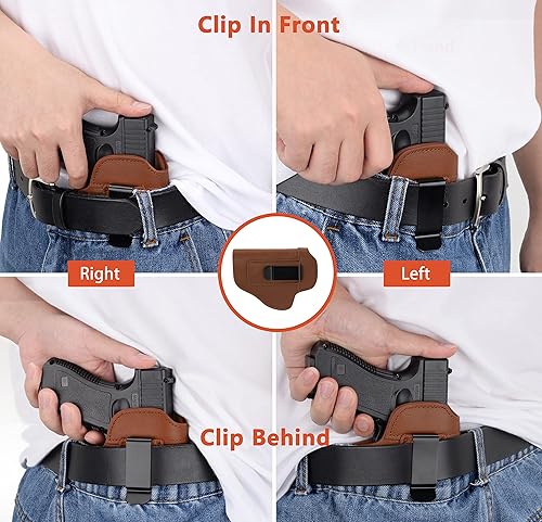 Miniatura 5 de Raiseek IWB Funda de cuero para hombresmujeres - Funda para pistolas Glock 19, 17, 23, 32 y de tamaño similar