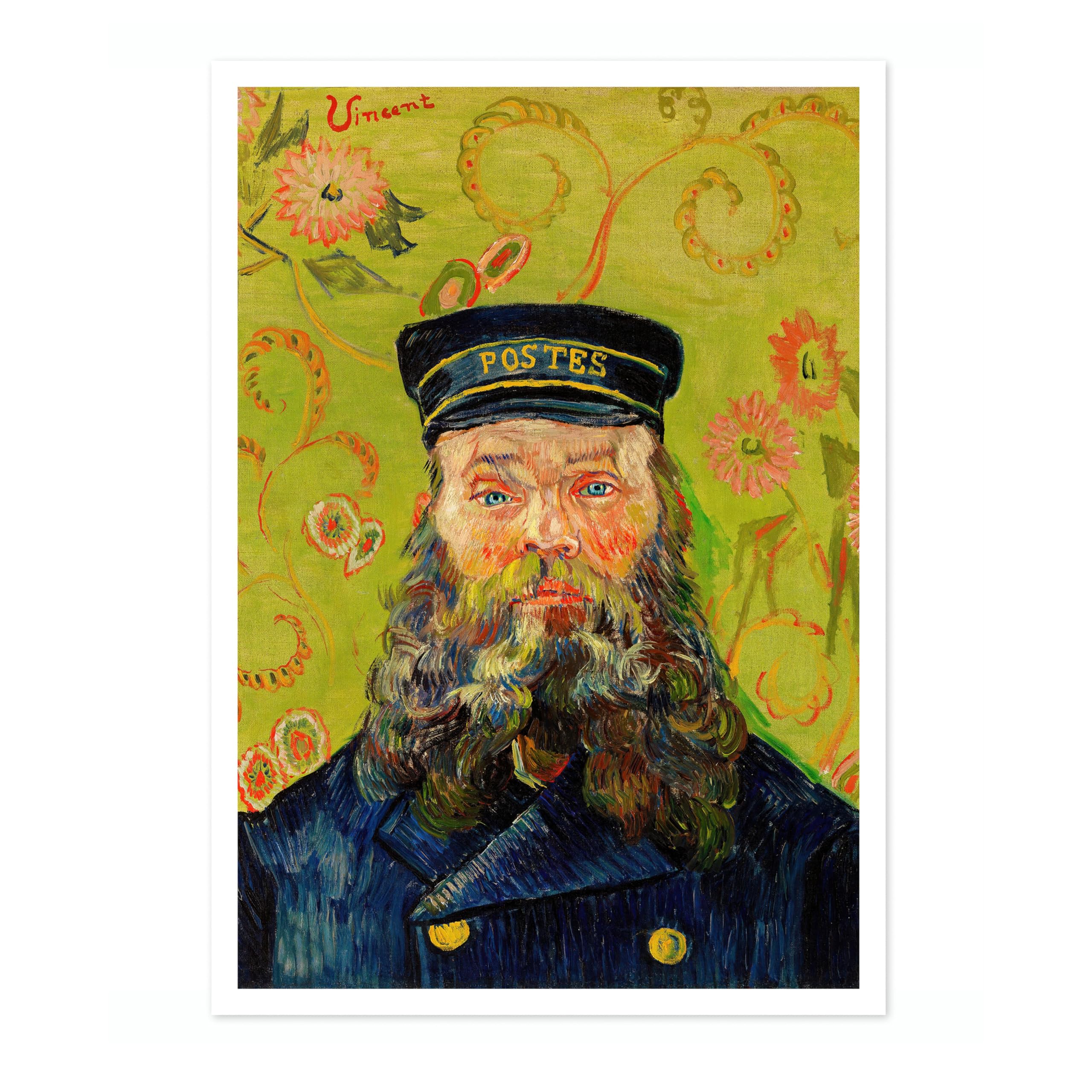 Animato The Postman (Joseph Roulin) Vincent Van Gogh Print, Classic Famous Oil Painting Print, Modern Art Exhibition, Home Decor Wall Art, Archival Matte, A2 (Print Only) - 59.4x42cm