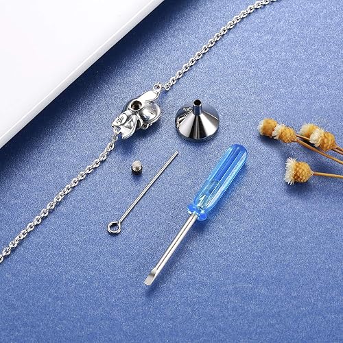 Miniatura 5 de Joyería de Urna de Cremación de Rosa para Cenizas - Anillo Pulsera Collar Recuerdo Conmemorativo de Plata de Ley 925 Regalo para Mujeres, Regalo de