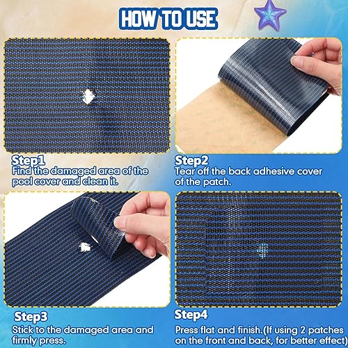 Miniatura 4 de Treela Kit de parche de cubierta de seguridad para piscina, kit de reparación de parches de cubierta de piscina, kit de reparación de parche azul
