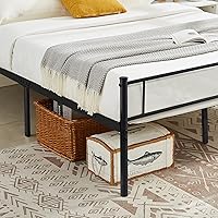 Vista 6 de VECELO Base de cama de plataforma de metal con cabecero y piecero, base de colchón de listones de acero, no necesita somier, tamaño Full, 78