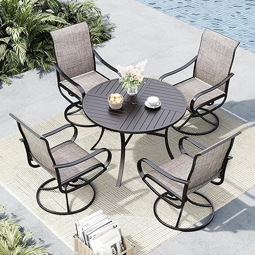 Outdoor Dining Set for 4，Round Patio Table and Chairs with
