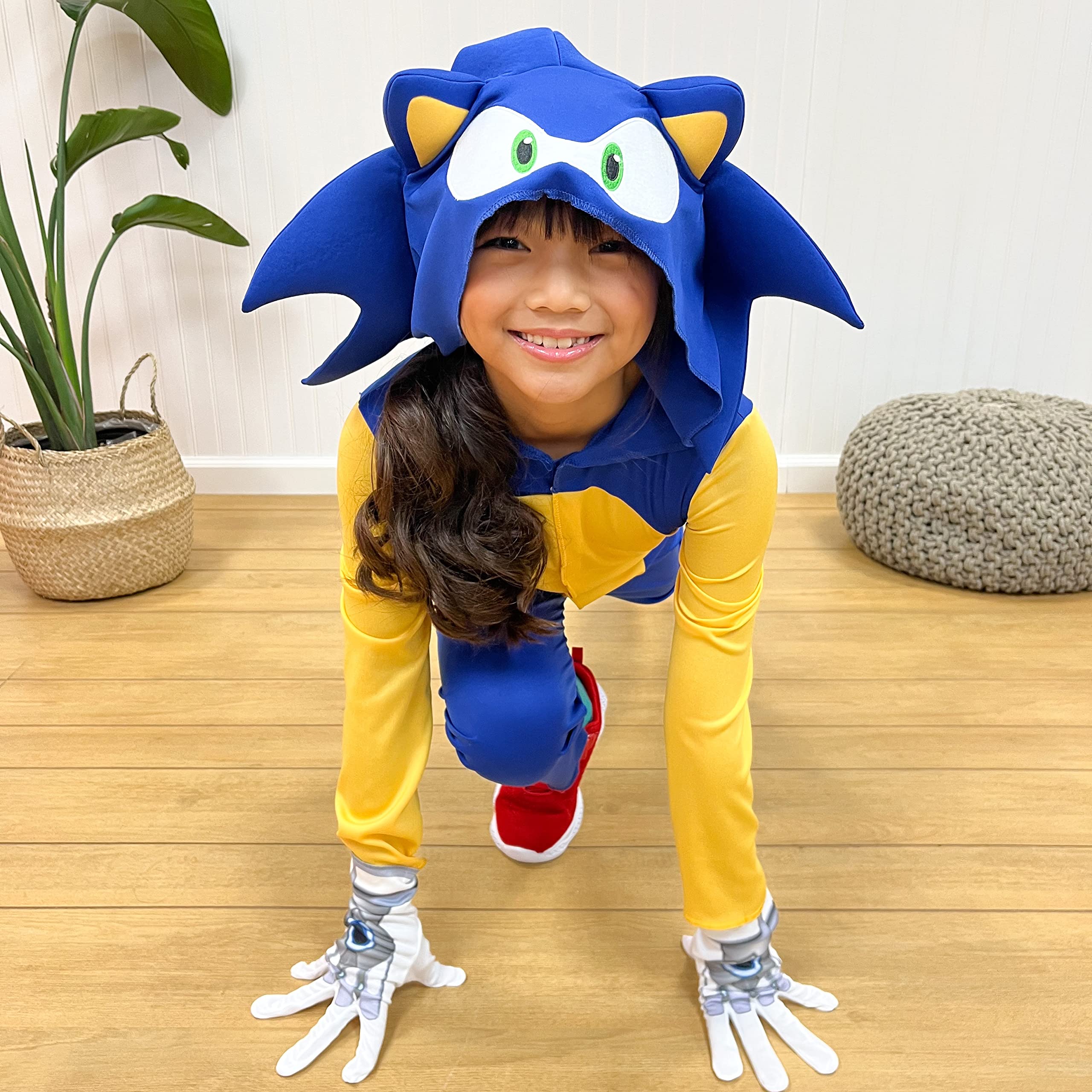 Disguise Disfraz de Sonic para niños, overol oficial de Sonic Prime con capucha