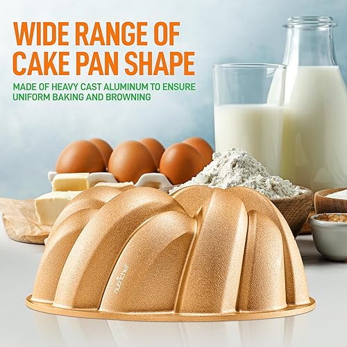 Miniatura 25 de NutriChef Molde para pasteles de marquesa de 9 pulgadas, molde grueso y pesado de aluminio fundido para pasteles con bordes estriados de fácil