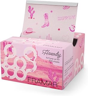FRAMAR Howdy Pink Cowboy Hair Foils for Highlighting - 500 Pre-Cut Embossed Pop-Up Sheets, Salon Stylist Kit
