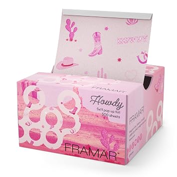 FRAMAR Howdy Hair Foil Hair Foils For Highlighting, Pop Up Foil For Hair Highlighting, Salon Foils For Hair Highlighting Kit, Long Hair Foils For Bleach, Salon Foils For Hair Stylist 500