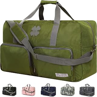 Lucky 65L Foldable Duffel Bag - Large Travel Gym Weekender Bag for Men & Women with Adjustable Strap, Loden Green