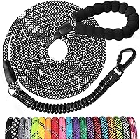Vista 43 de Correa larga para perro de 10 pies: correas de cuerda resistentes para entrenamiento de perros con gancho giratorio bloqueable, hilos reflectantes