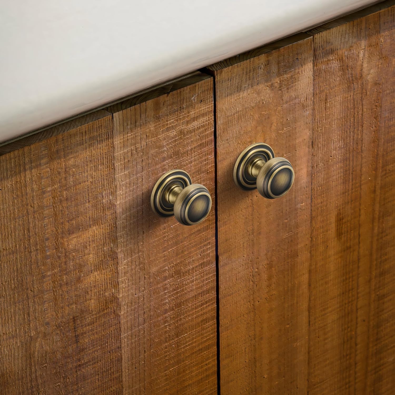 5 Pack Matt Bronze Solid Brass Kitchen Cabinet Knobs,Drawer Pulls, 1.18 Inch 30mm Diameter, Modern Furniture Handles for Cupboard Wardrobe(Antique)