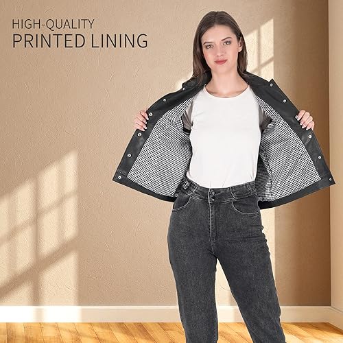 Miniatura 7 de Chaquetas de cuero para mujer - Chaqueta de cuero real, chaqueta de motociclista para mujer, chaquetas de motocicleta para mujer, chaqueta de moto