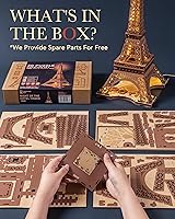 Vista 8 de Rowood Torre Eiffel, kits de modelos de rompecabezas 3D para adultos, rompecabezas de madera 3D DIY para adultos, juego de construcción con LED