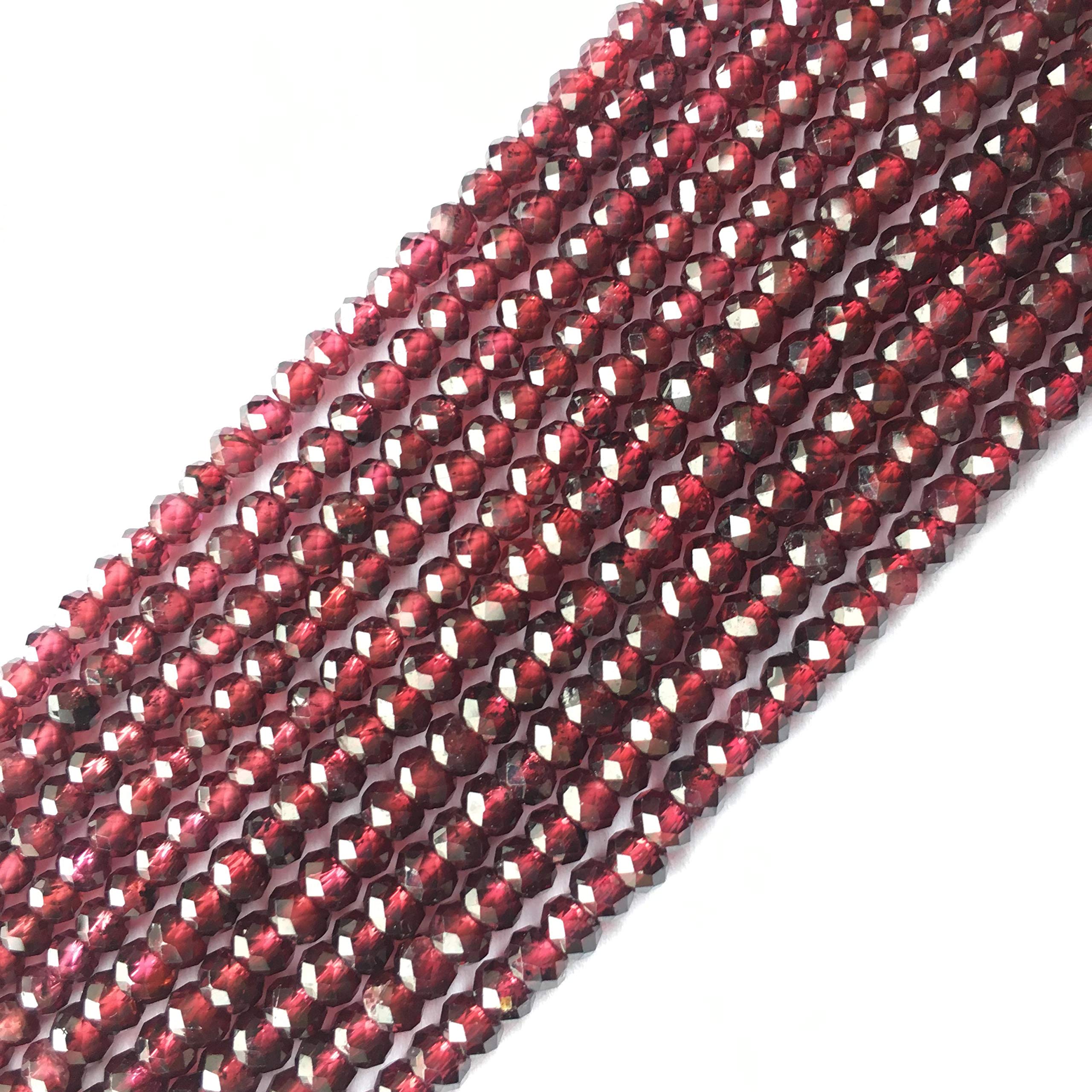 10 Perles Rondelles En Grenat Du Mozambique Facettées 3x2 Mm - Lot Pour Création Bijoux