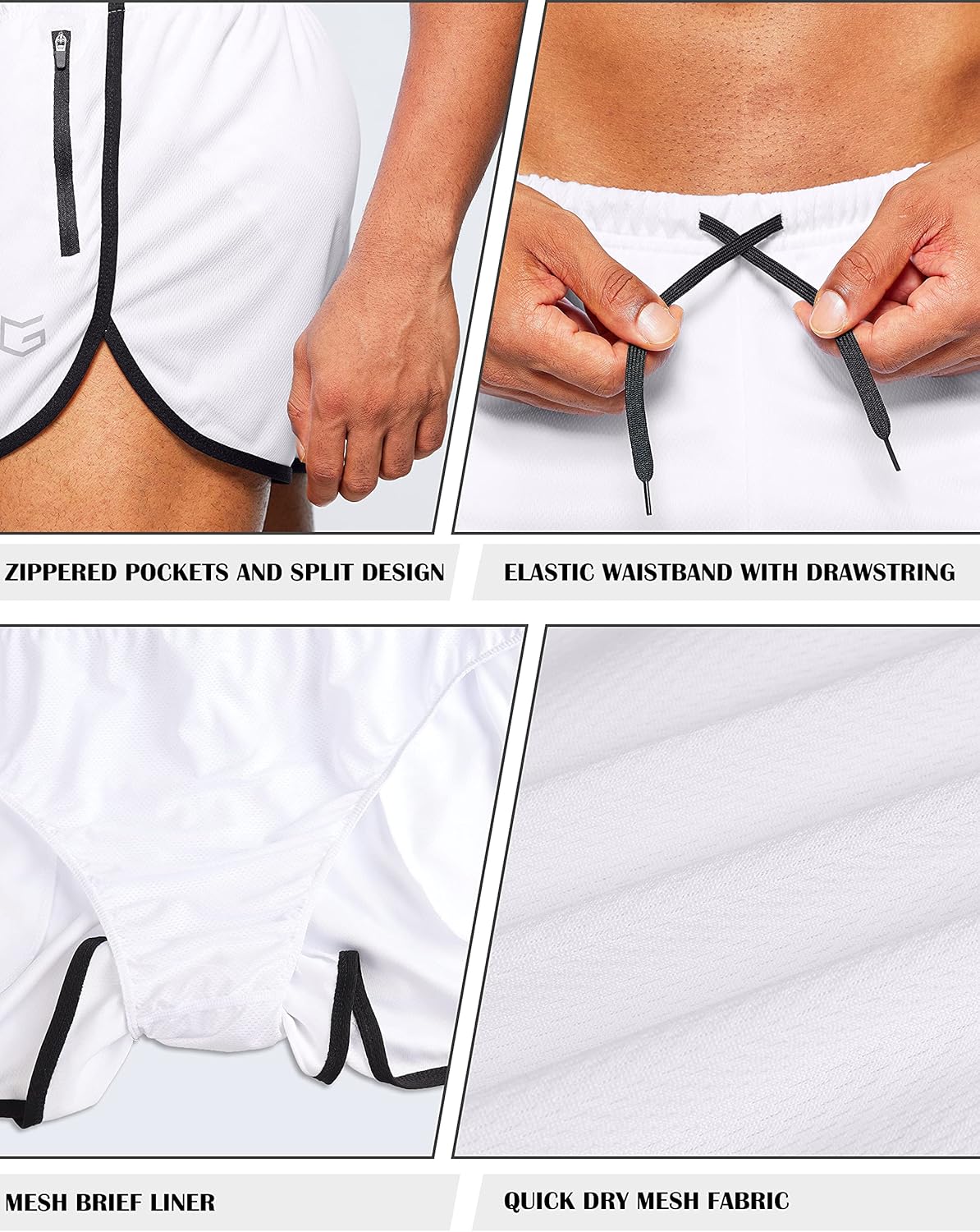 G Gradual Men's Running Shorts 3 Inch Quick Dry Gym Athletic Jogging Shorts with Zipper Pockets - Image 4