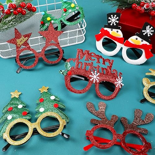 Miniatura 6 de 32 diademas de Navidad y marcos de gafas, marco de gafas con purpurina para fiesta de Navidad, accesorios de decoración para fiestas de Navidad,