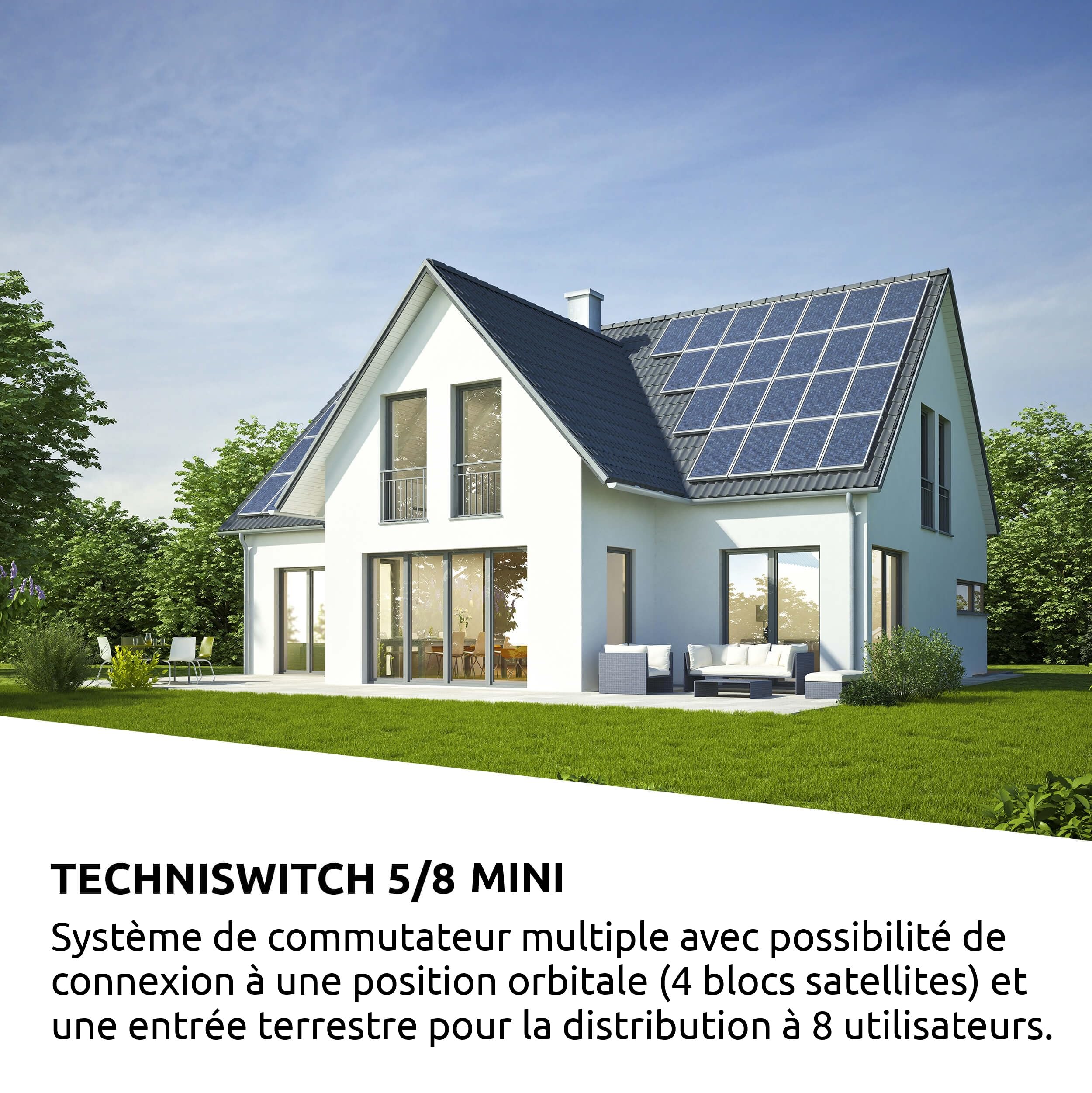 TechniSat TECHNISWITCH 5/8 MINI - Multiswitch, répartiteur satellite pour jusqu'à 8 utilisateurs, distance de 100 mètres pouvant être couverte, incluant la transmission de signal DOCSIS
