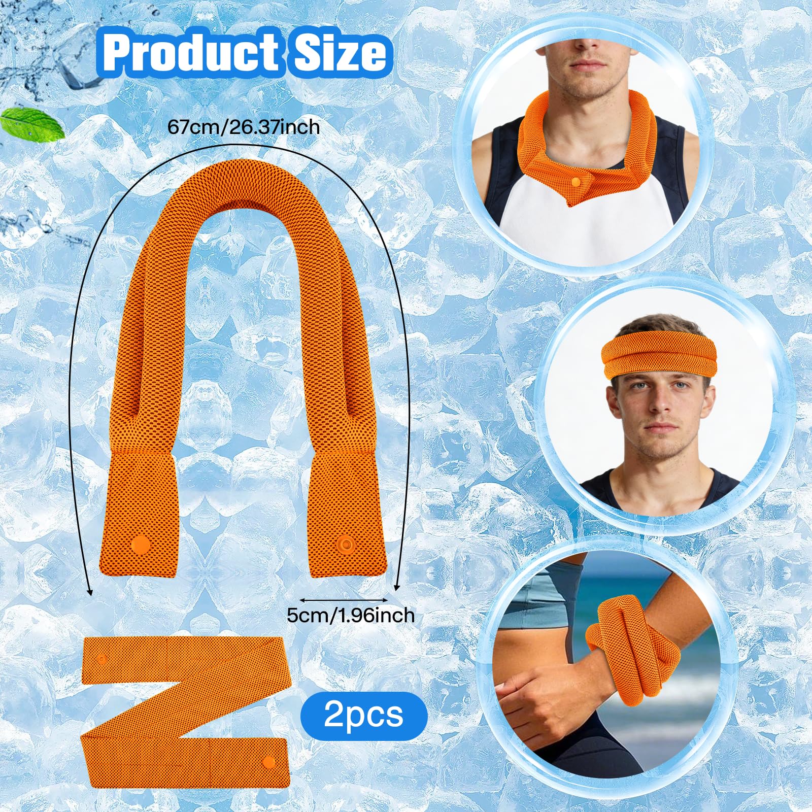 Asciugamano Rinfrescante per Collo, 2 Pezzi Sciarpa Rinfrescante con Bottone, Fasce Rinfrescanti per il Collo, Asciugamani di Raffreddamento, per Correre, Fare Trekking, Equitazione, Viaggiare, Yoga