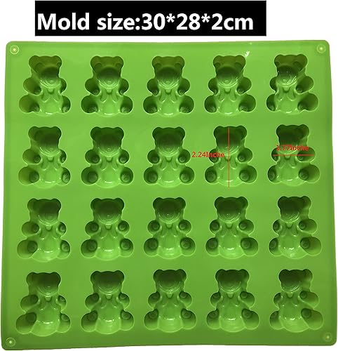 Miniatura 1 de Palksky Molde grande de goma de oso de 20 cavidades/molde de crayón de oso grande para brownie, muffins, chocolate, ganache, gelatina, pralines,