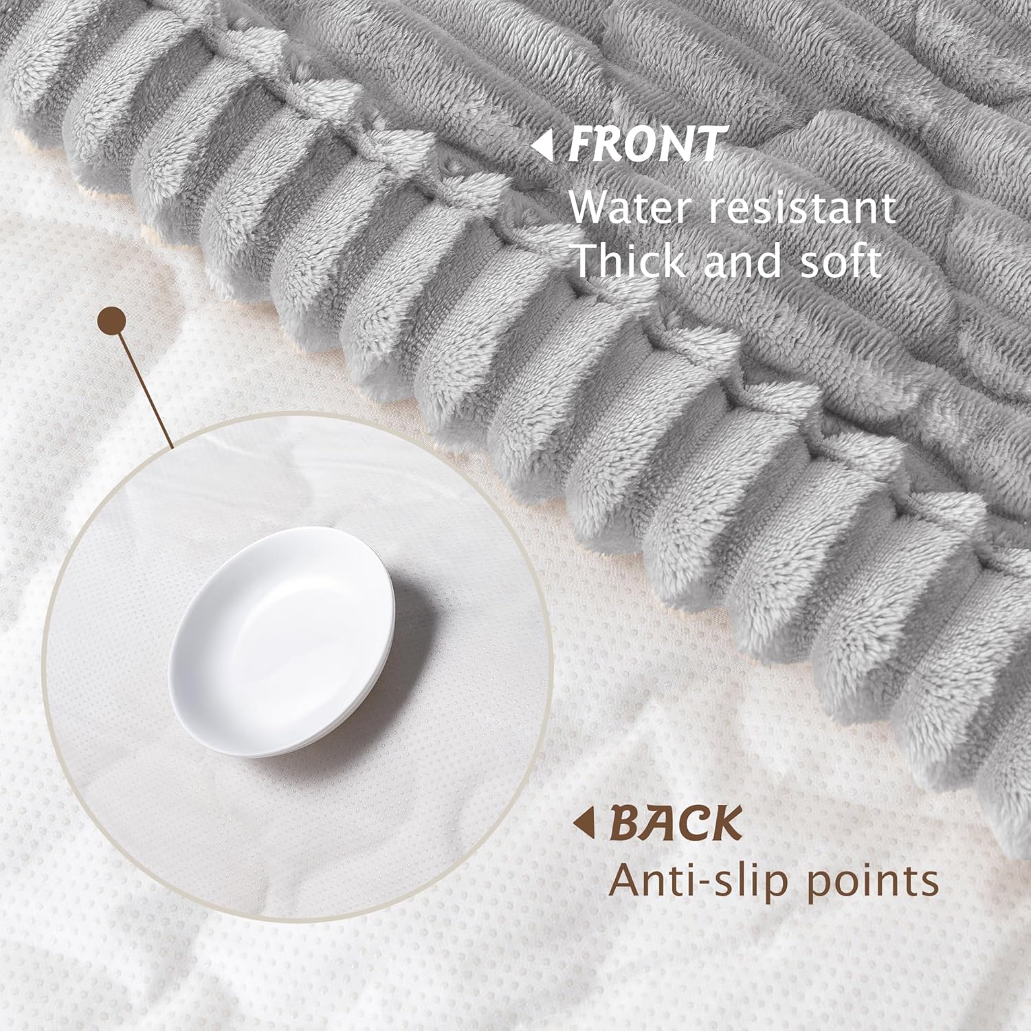 PuTian 100% Waterproof Fuzzy Couch Cover for Dogs Washable Non-Slip Couch Protector Pet Friendly Dog Mat for Couches and Sofas - 27.6''X59'' 70cmX150cm Light Grey