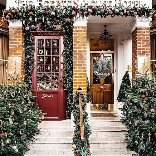 Vista 10 de Letrero de bienvenida 3D intercambiable para puerta delantera, decoración de porche de casa y granja, letrero colgante de madera con hojas Marrón