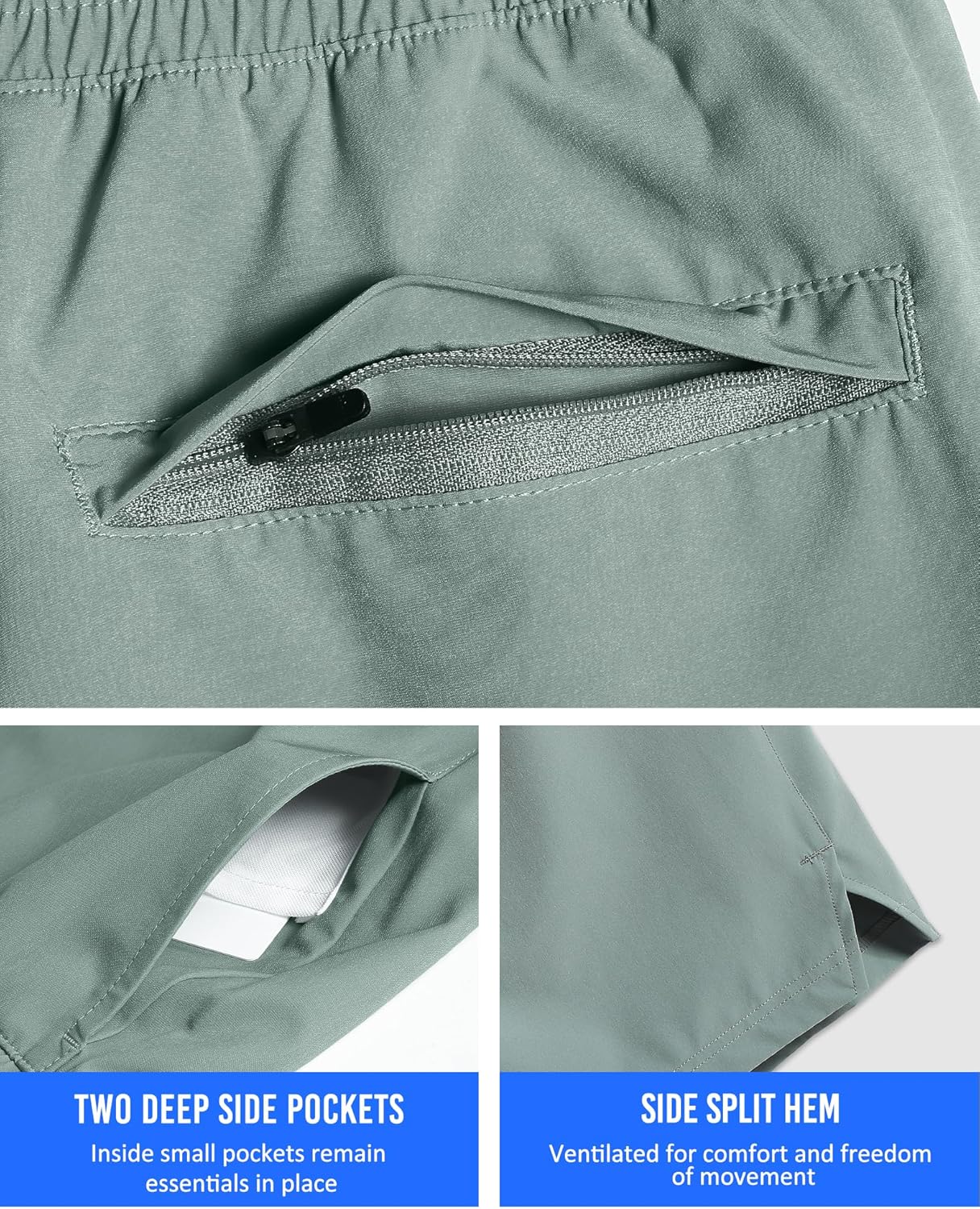 maamgic Mens 5" Gym Running Shorts for Men 2 in 1 Quick Dry Workout Athletic Shorts - Image 5