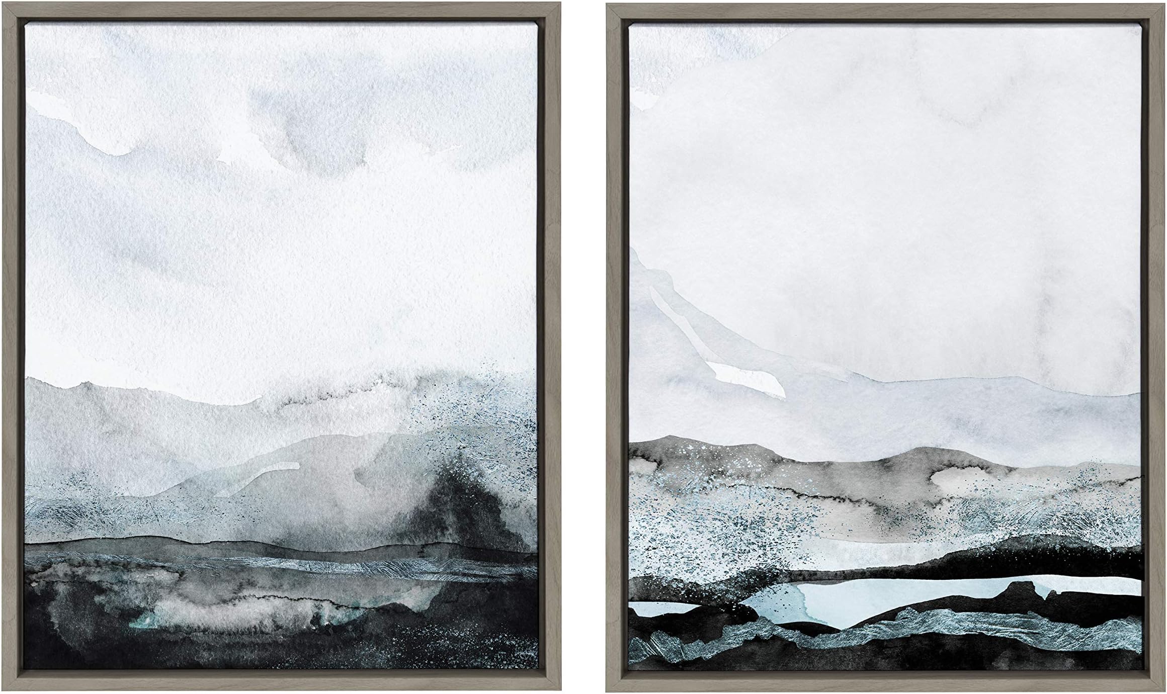 Kate and Laurel Blue Layers Framed Canvas by Maja Mitrovic of Makes My Day Happy, Grey, 2 Piece 18x24