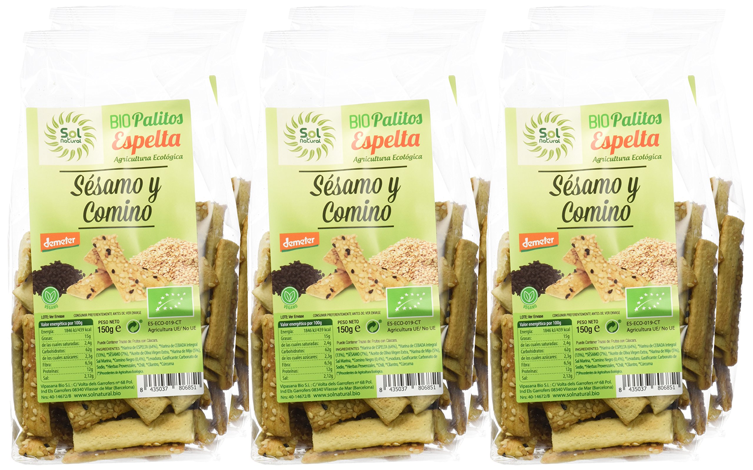 SOLNATURAL Palitos de Sésamo y Comino Negro 900 gr
